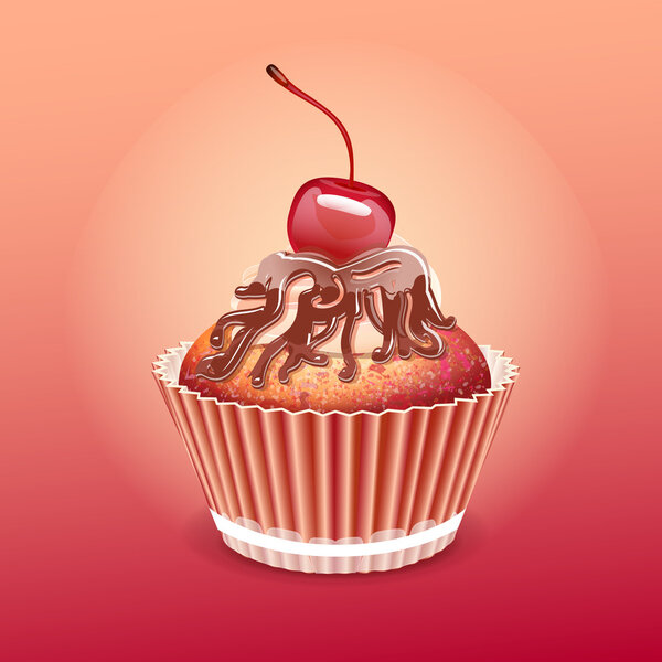 Yummy Cherry Cake. Vector