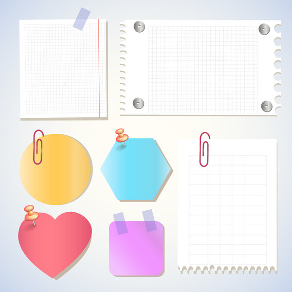Notas Papel Calcomanías Ilustración Vectorial — Vector de stock