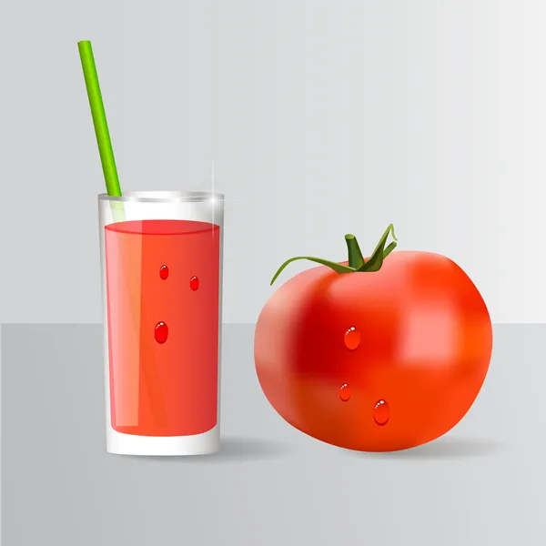 Tomat Och Ett Glas Tomatjuice Vektor — Stock vektor