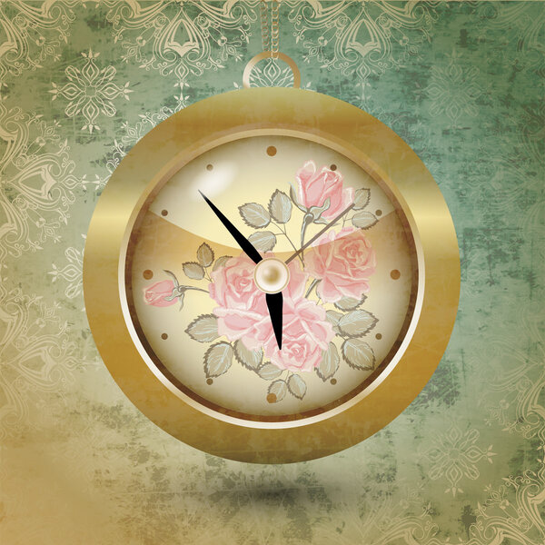 Floral design of clock. Vector