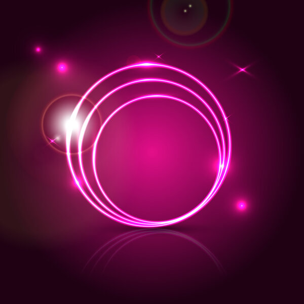 Pink round shapes on black. Vector background