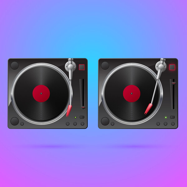 Modern simple pick-up player isolated on white background. Vector illustration