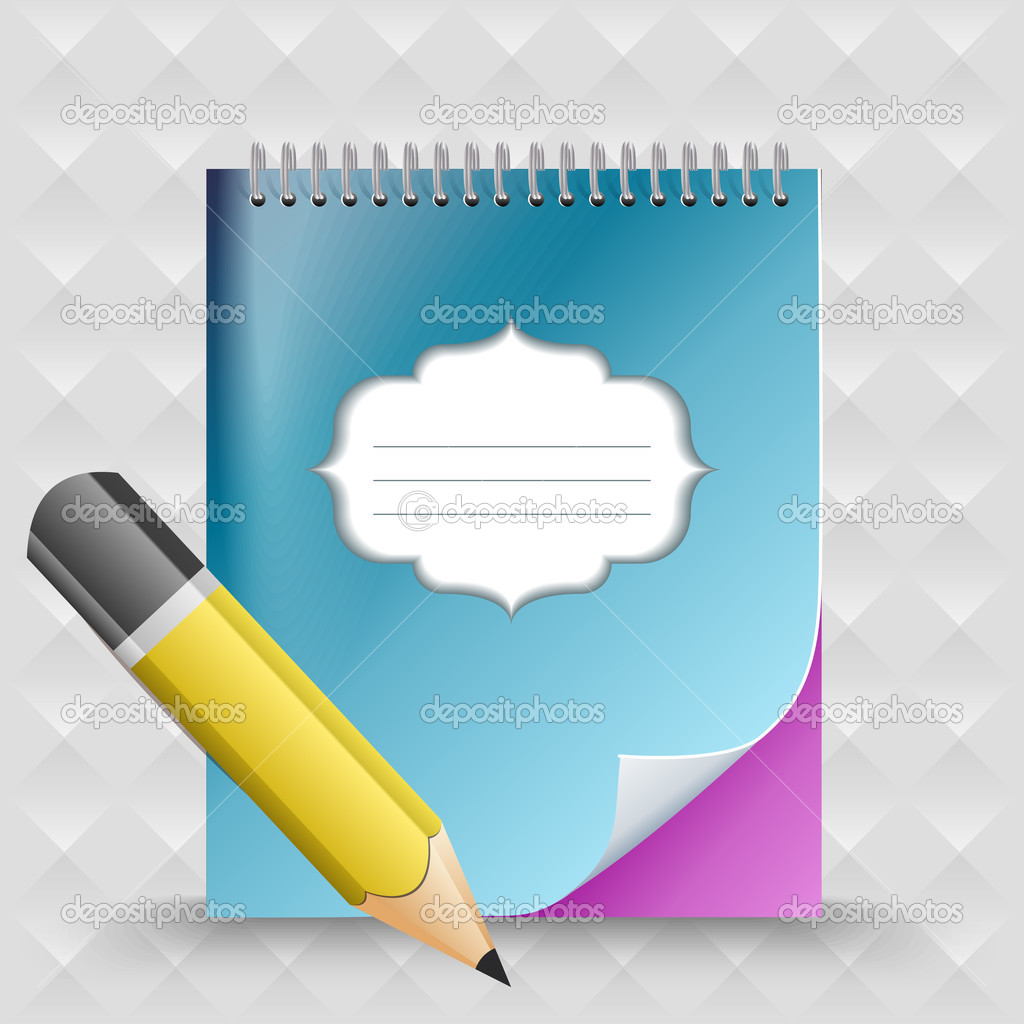Pencil with notebook. Vector background.