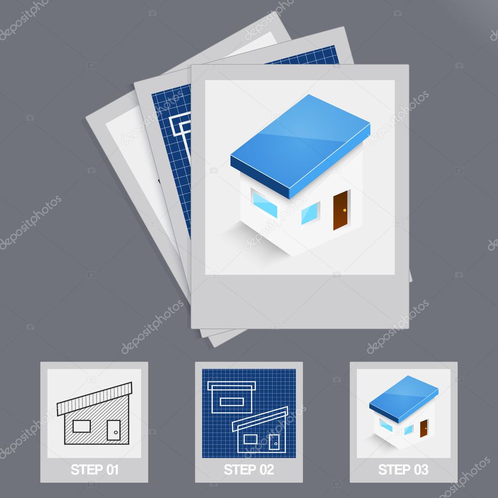 House Building Steps Vector