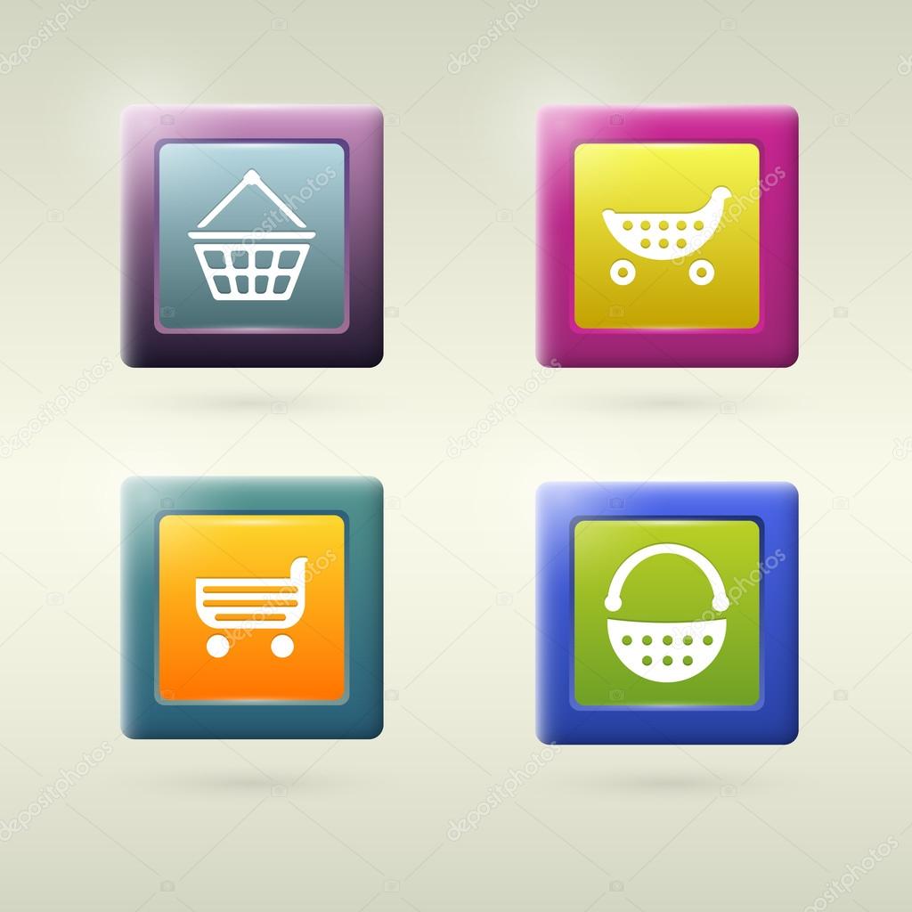 Set of shopping cart icon variations