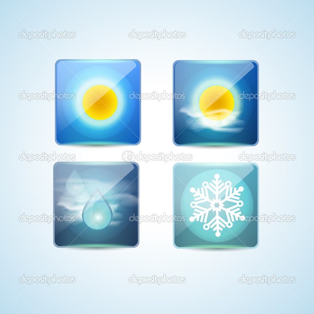 Weather icons over blue background. Vector illustration