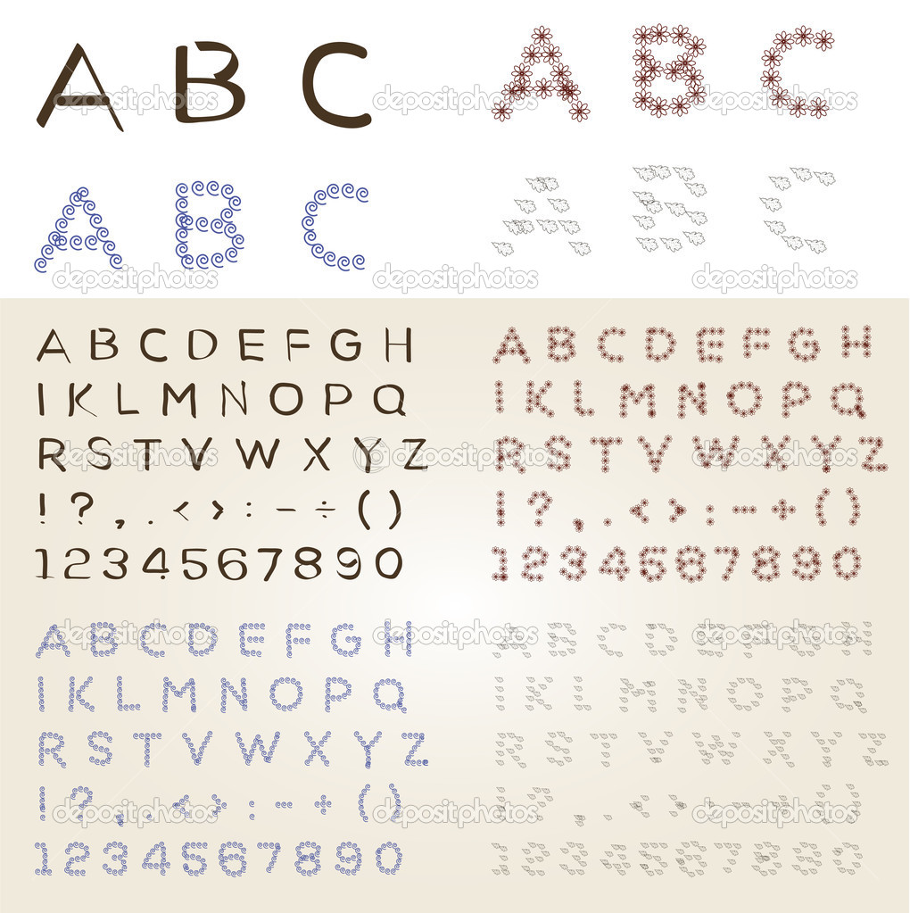 Set of different vector fonts