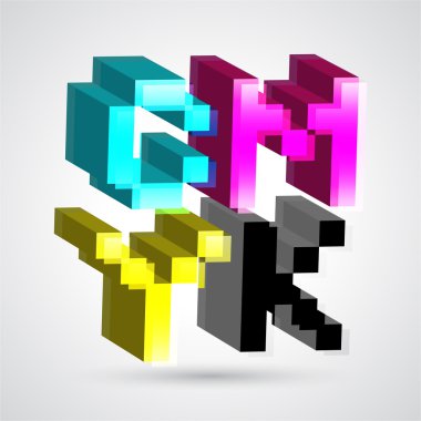 3D cmyk. vektör çizim