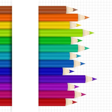 Renkli kalemlerle arka plan. Vektör illüstrasyonu