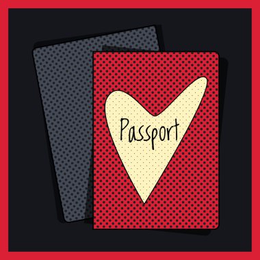 kalp pasaport kapak. vektör çizim