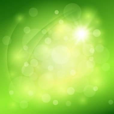 Sunny abstract green nature background. Vector illustration clipart