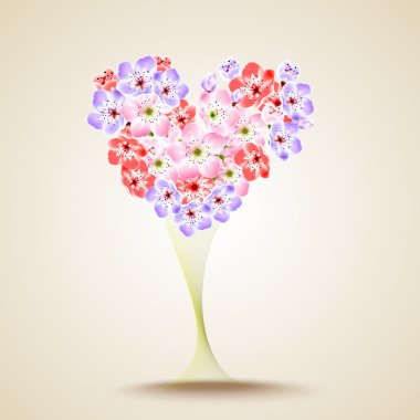 Floral heart shape. Vector illustration clipart