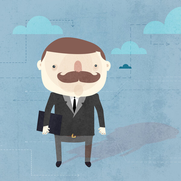 Vector grunge background with businessman.