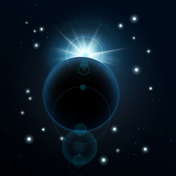One blue planet in deep space. Vector illustration