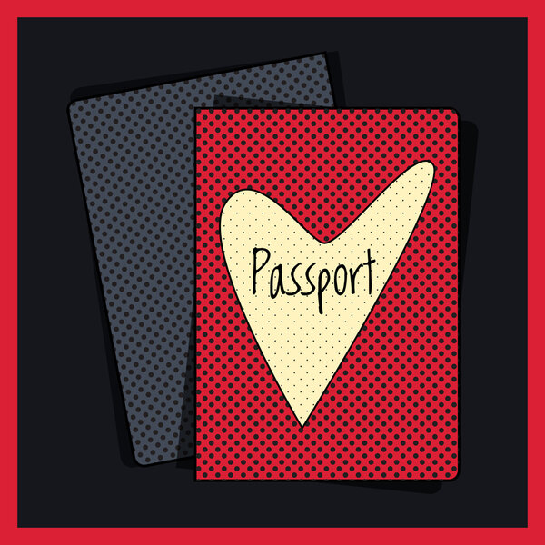 Heart passport cover. Vector illustration