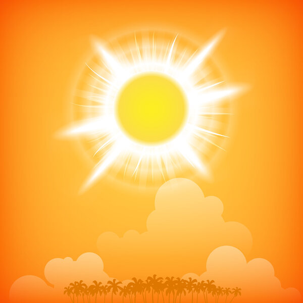 Island Sunset Background Vector Illustration — Stock Vector