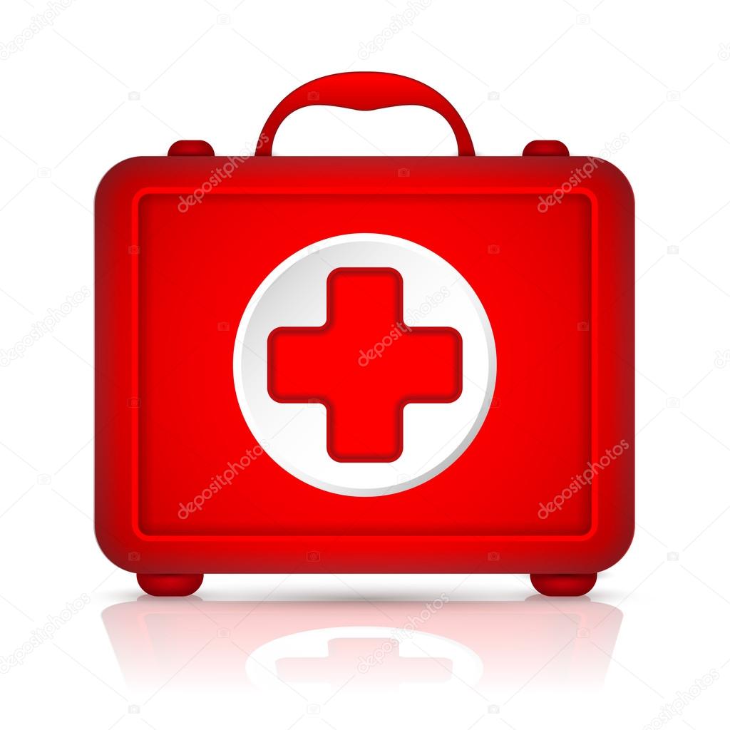 Red First Aid kit. Vector