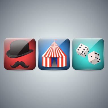 Circus, Hat and dice Icon clipart