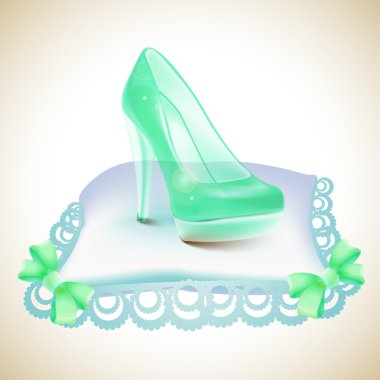 Crystal Cinderella's slipper on pillow clipart