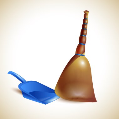 Broom and dustpan,  vector illustration  clipart