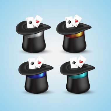 Magic Hat With Playing Card Icon clipart