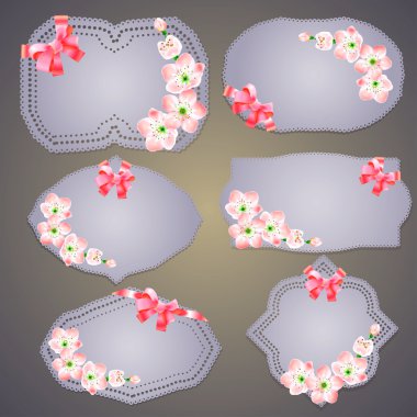 retro grunge floral etiketleri, afiş ve Amblemler, metniniz için boş bir koltuk ile toplama