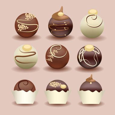 illustration of isolated set of chocolate cakes clipart