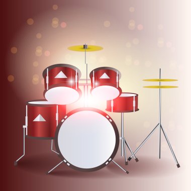 Kırmızı drum kit. yüksek çözünürlükte 3d render