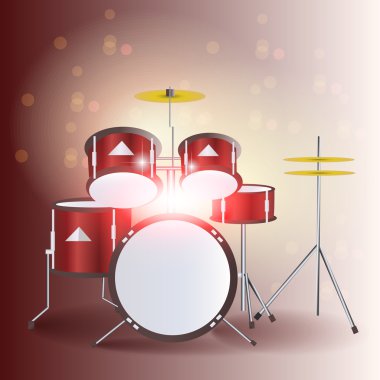 Red drum kit. High resolution 3d render clipart