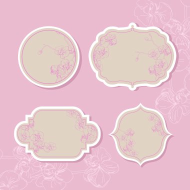 Collection of floral retro grunge labels, banners and emblems with an empty seat for your text clipart