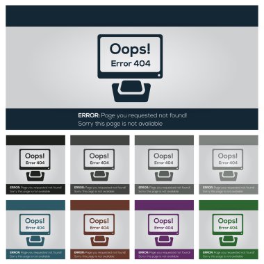 web için 404 hata simgeler vektör ayarla