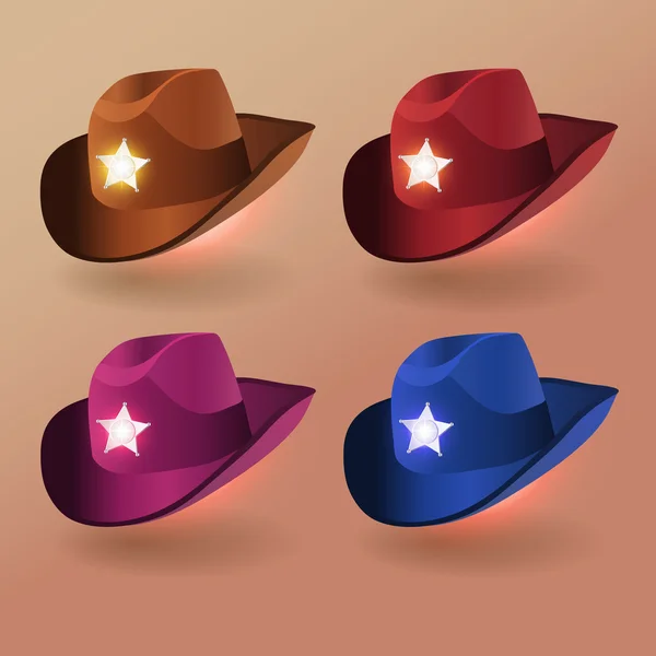 Vector Set Sheriff Hats — Stock Vector