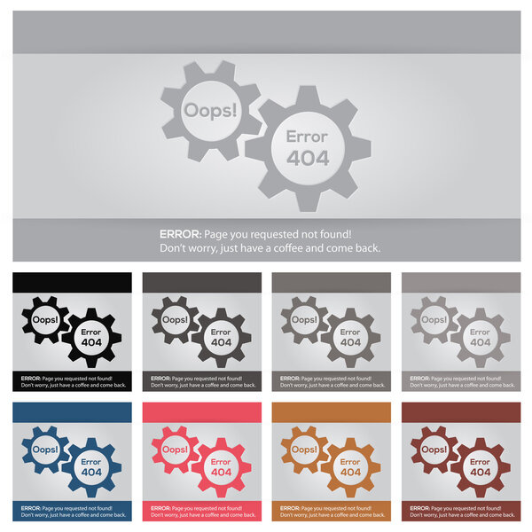 set of vector 404 error icons for web