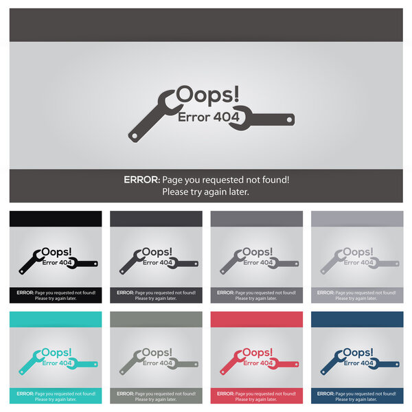 set of vector 404 error icons for web