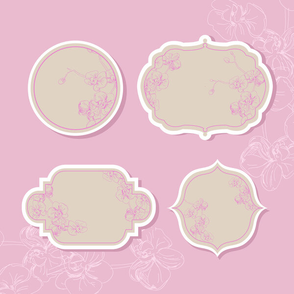 Collection of floral retro grunge labels, banners and emblems with an empty seat for your text