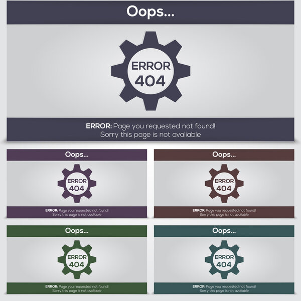 set of vector 404 error icons for web