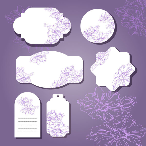 Collection of floral retro grunge labels, banners and emblems with an empty seat for your text