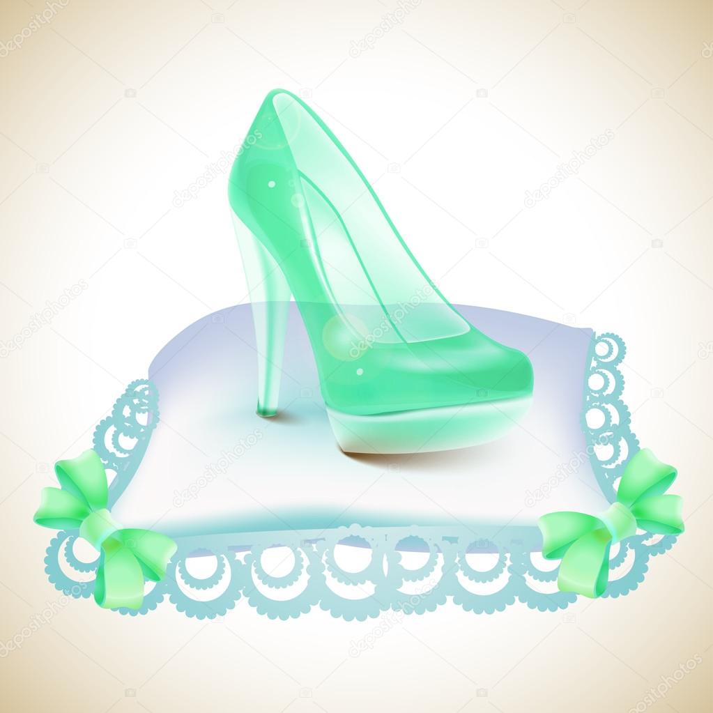 Crystal Cinderella's slipper on pillow