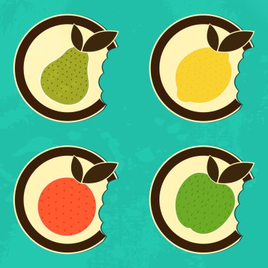 Bitten fruits icons,  vector illustration  clipart