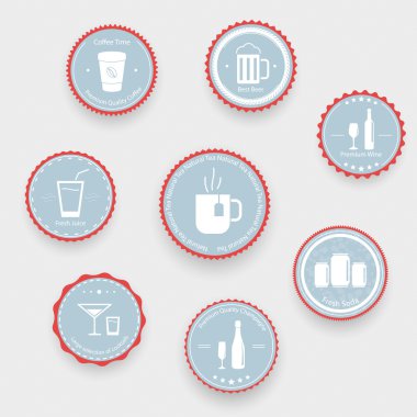 Drinks icons on blue balls clipart