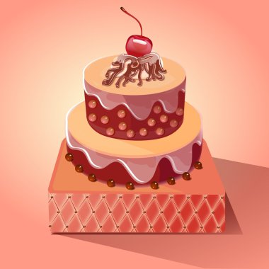 Yummy Cherry Cake! vector illustration  clipart