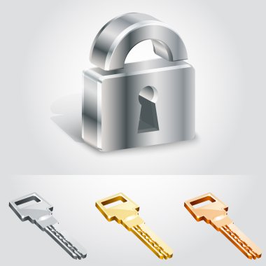 Vector illustration of keys and locks
