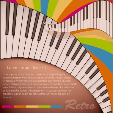 Musical background with piano keyboard clipart