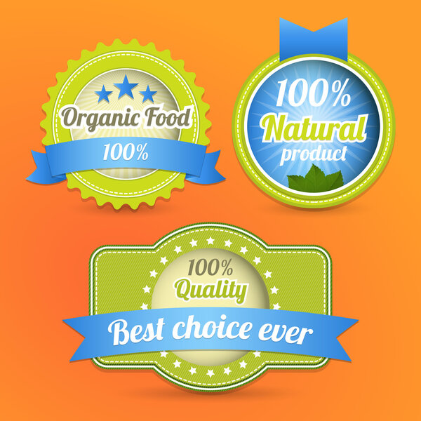 Vector Eco Stamps and Labels. Eco Style.