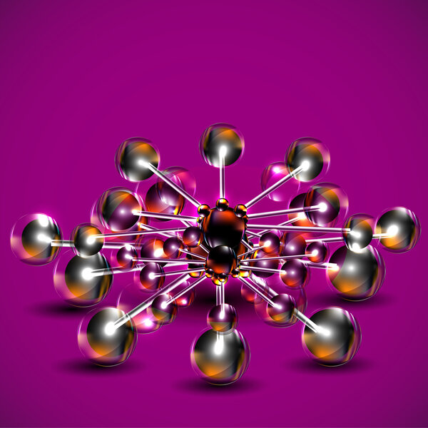 Abstract background with molecules spheres