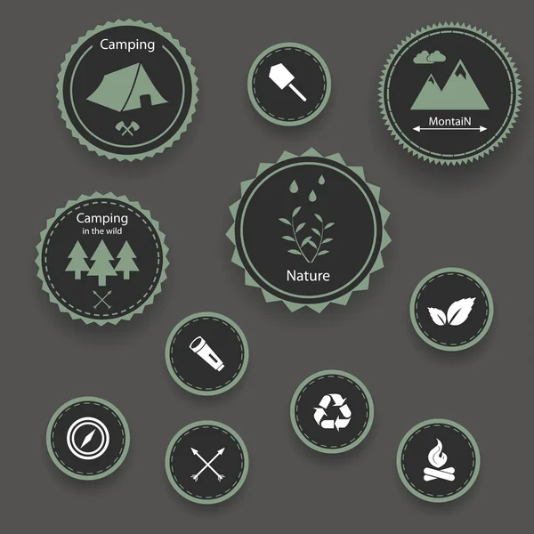 Reihe Von Camping Symbolen — Stockvektor