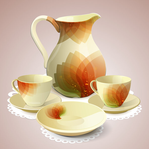 Illustration of coffee set or tea set