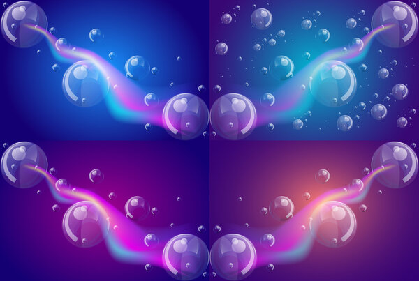 Glowing abstract background with bubbles, vector illustration