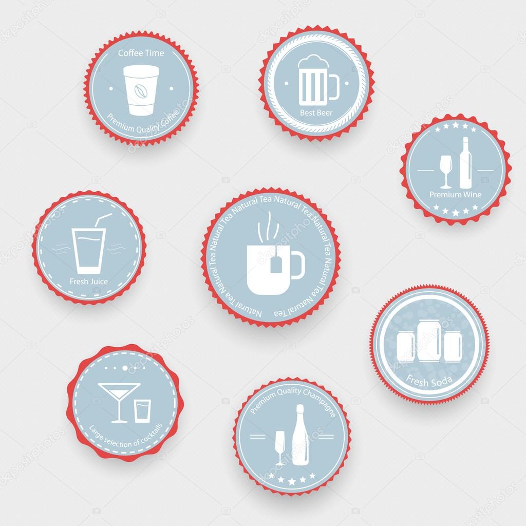 Drinks icons on blue balls