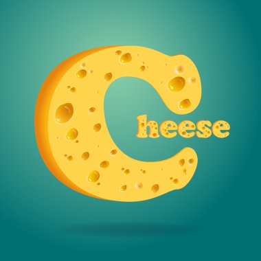 Illustration of Word Cheese written with cheese on isolated background clipart